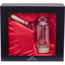 Load image into Gallery viewer, Handblown glass bubbler water pipe packaged in a satin lined gift box