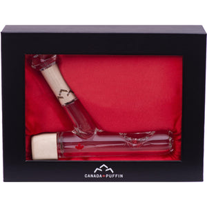 Handblown glass steamroller pipe packaged in a satin lined gift box