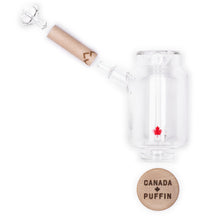 Load image into Gallery viewer, Canada Puffin handblown glass water pipe with maple wood 